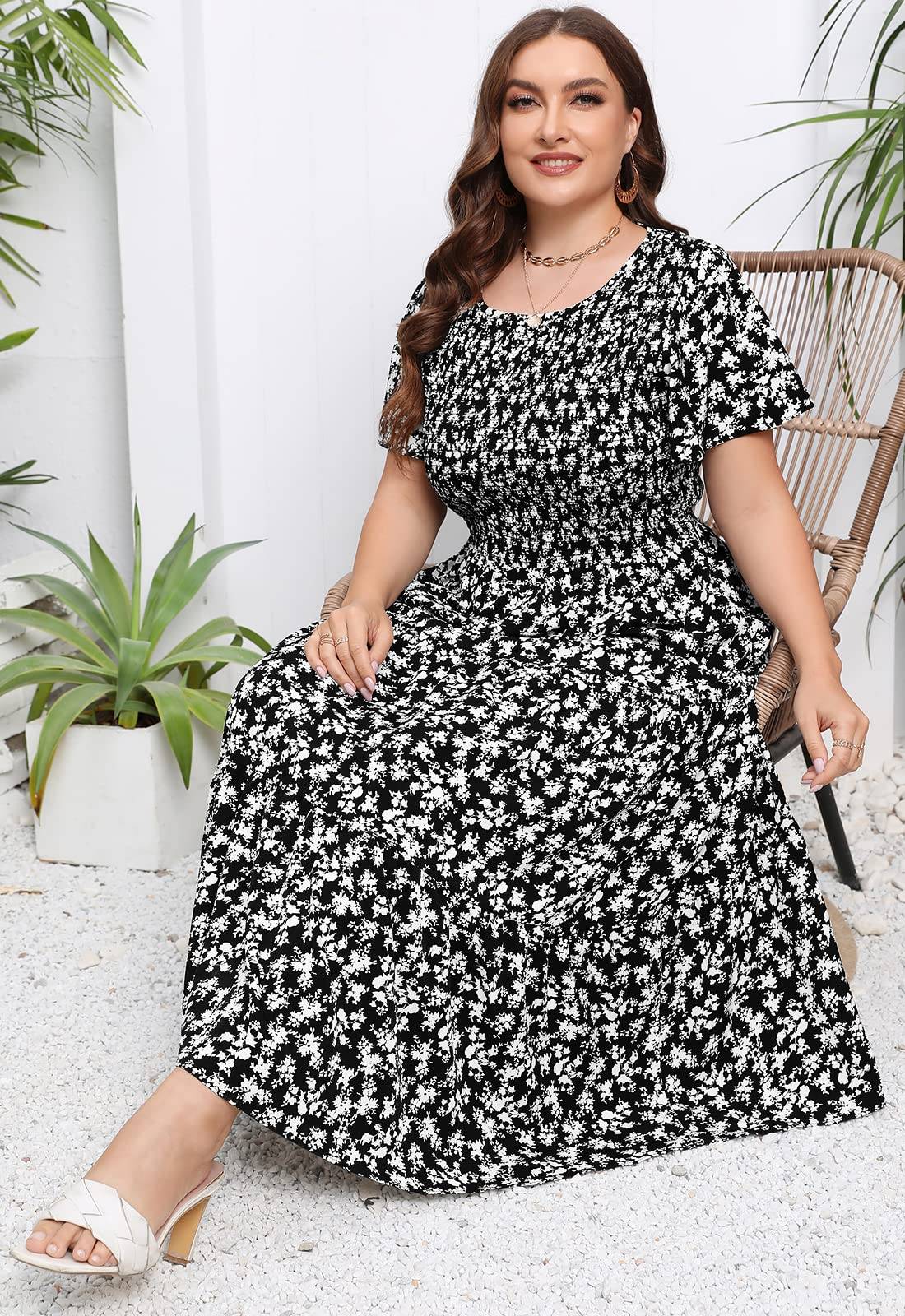 Women's Plus Size Maxi Dress Floral Boho Dress