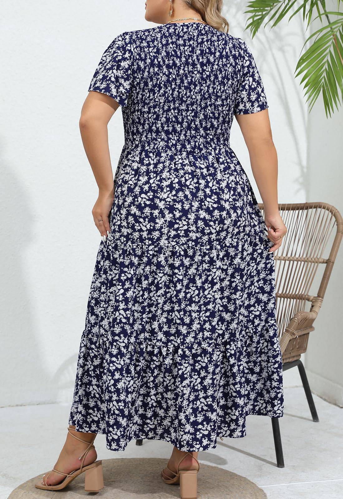 Women's Plus Size Maxi Dress Floral Boho Dress