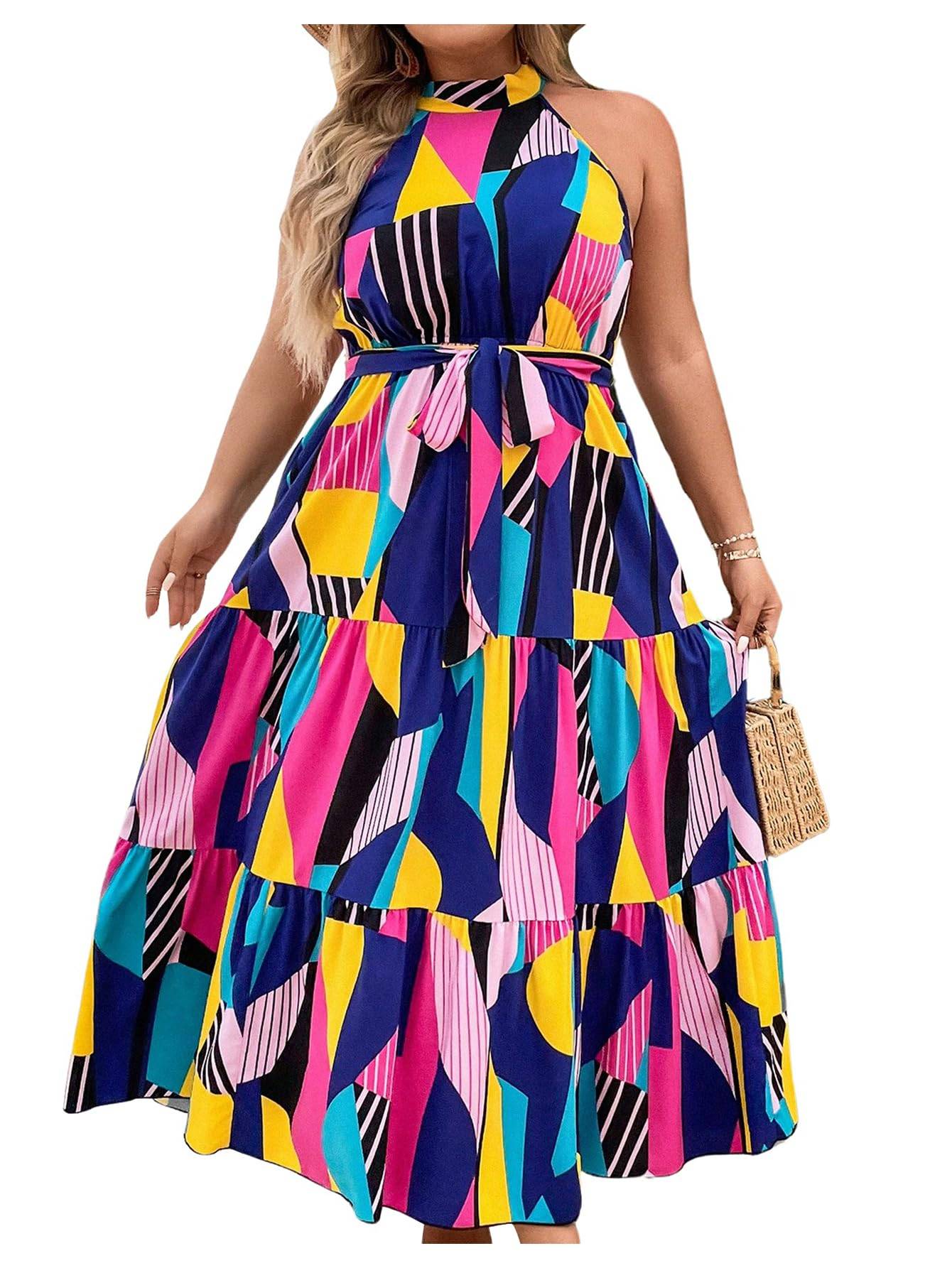 Women's Plus Size Boho A Line Long Dress