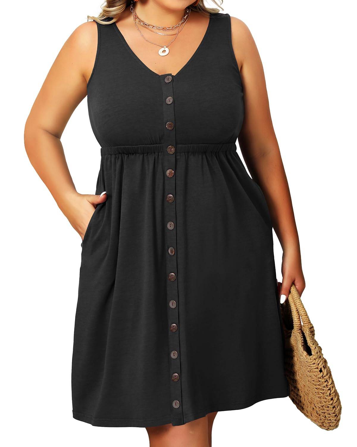 Women's Plus Size Summer Dresses Pockets A-Line