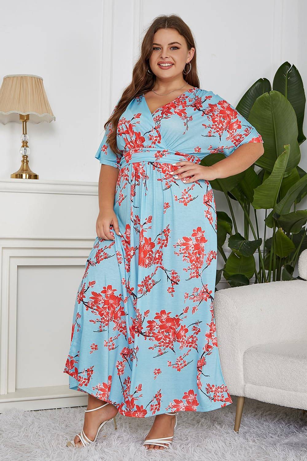 Plus Size Maxi Dresses Women Boho Floral