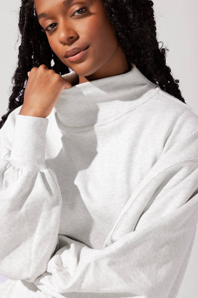   Gooey Mockneck Sweatshirt with Pockets - Light Heather Grey