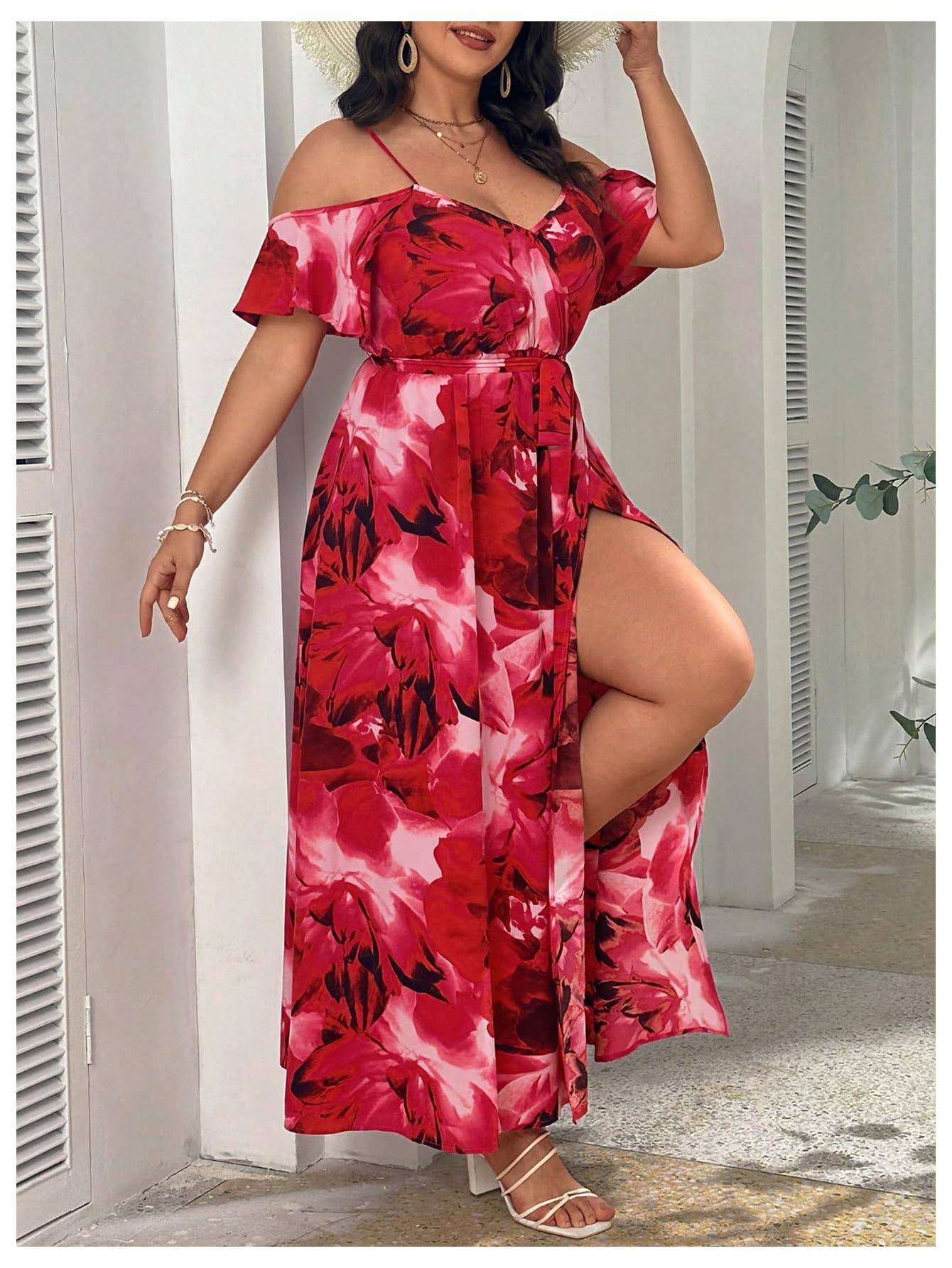 Women's Plus Size Short Sleeve Long Dress