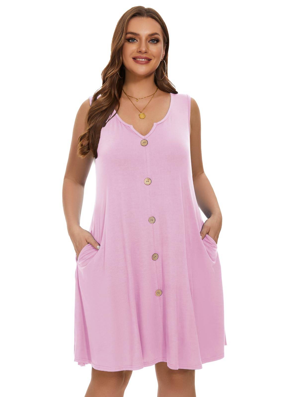 Women Plus Size A Line Sundresses Midi Dress