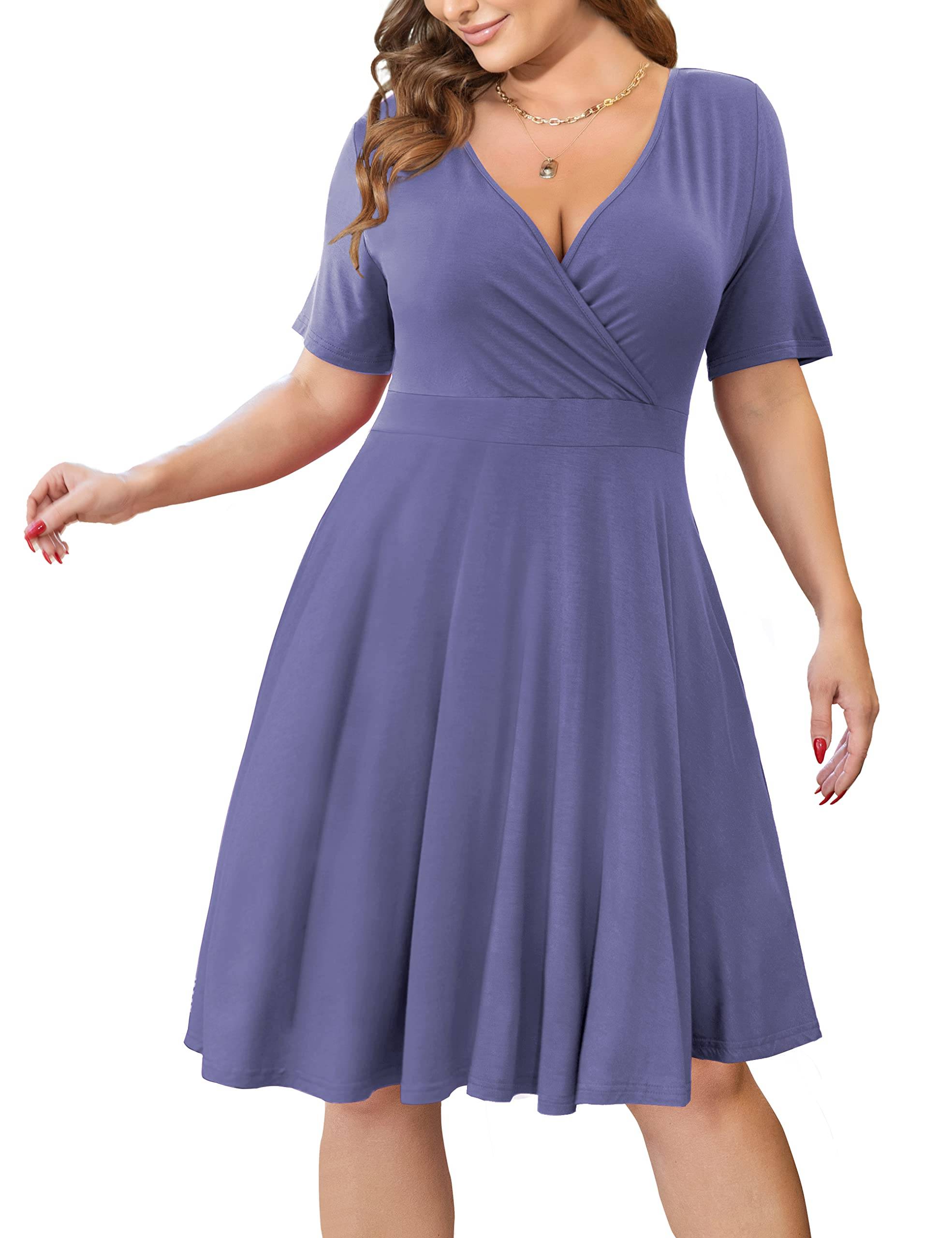 Womens Plus Size Dresses Wrap Dress with Pockets