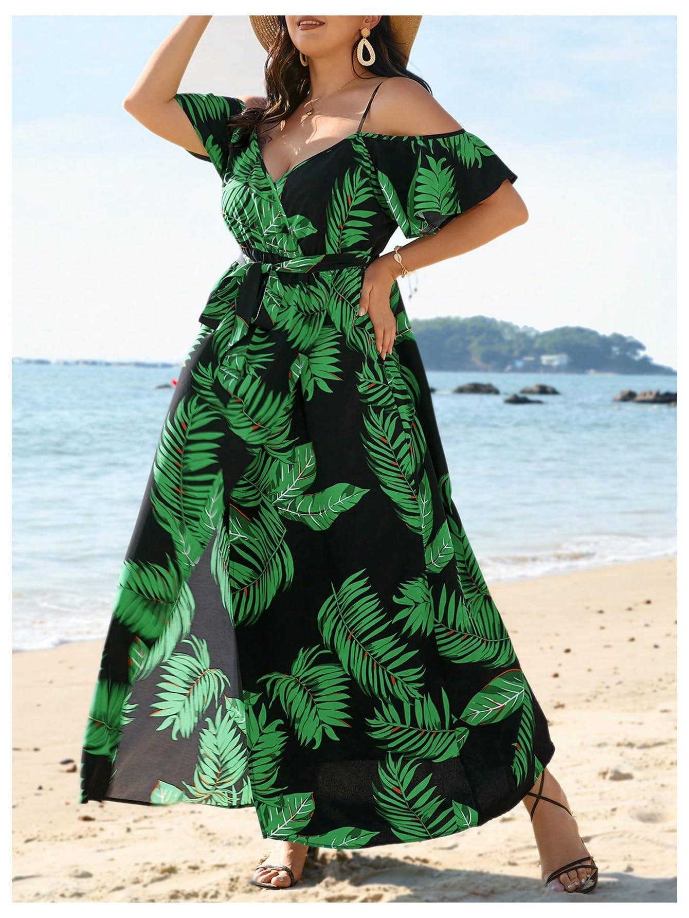 Women's Plus Size Short Sleeve Long Dress