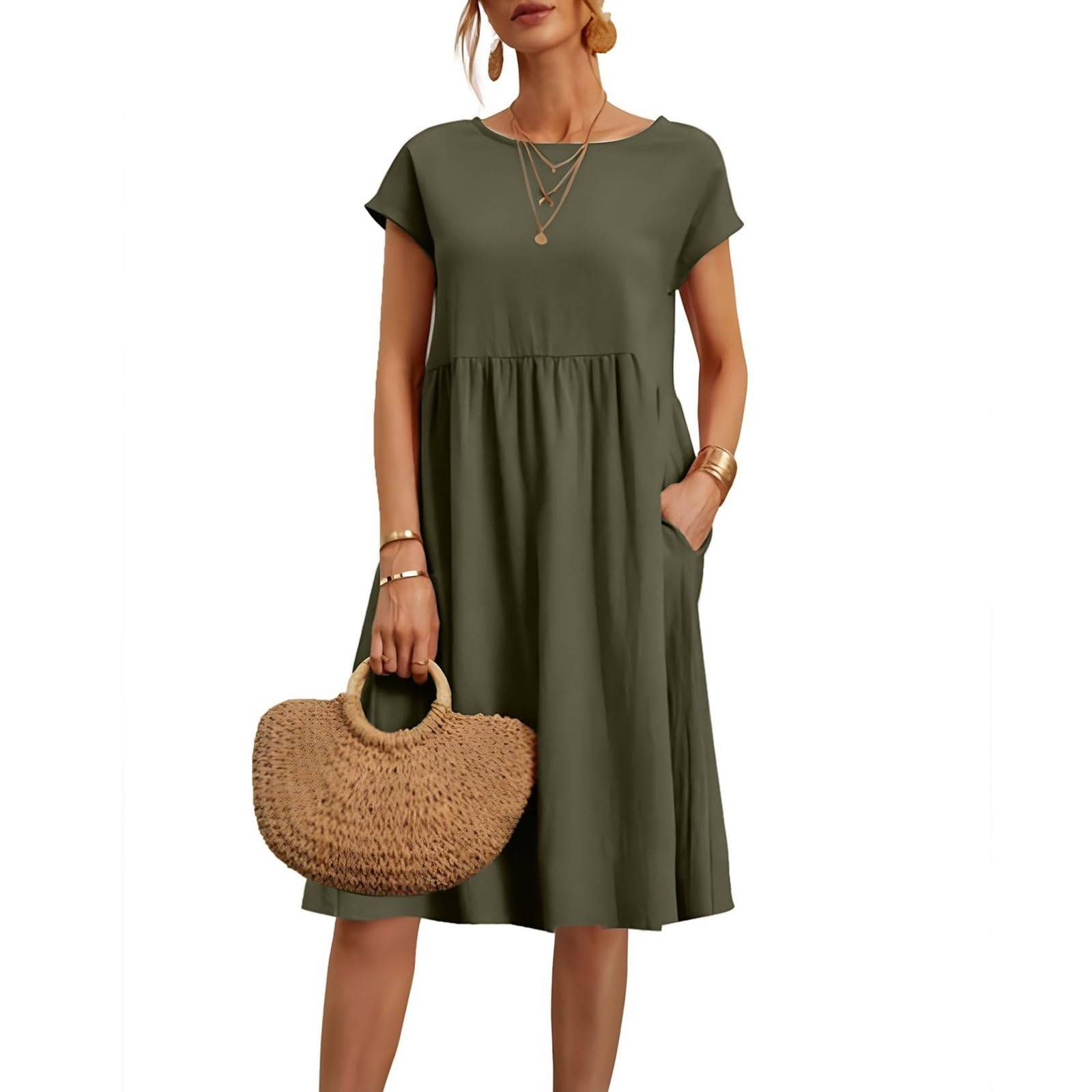 Women Plus Size Midi Dress Beach Sundress