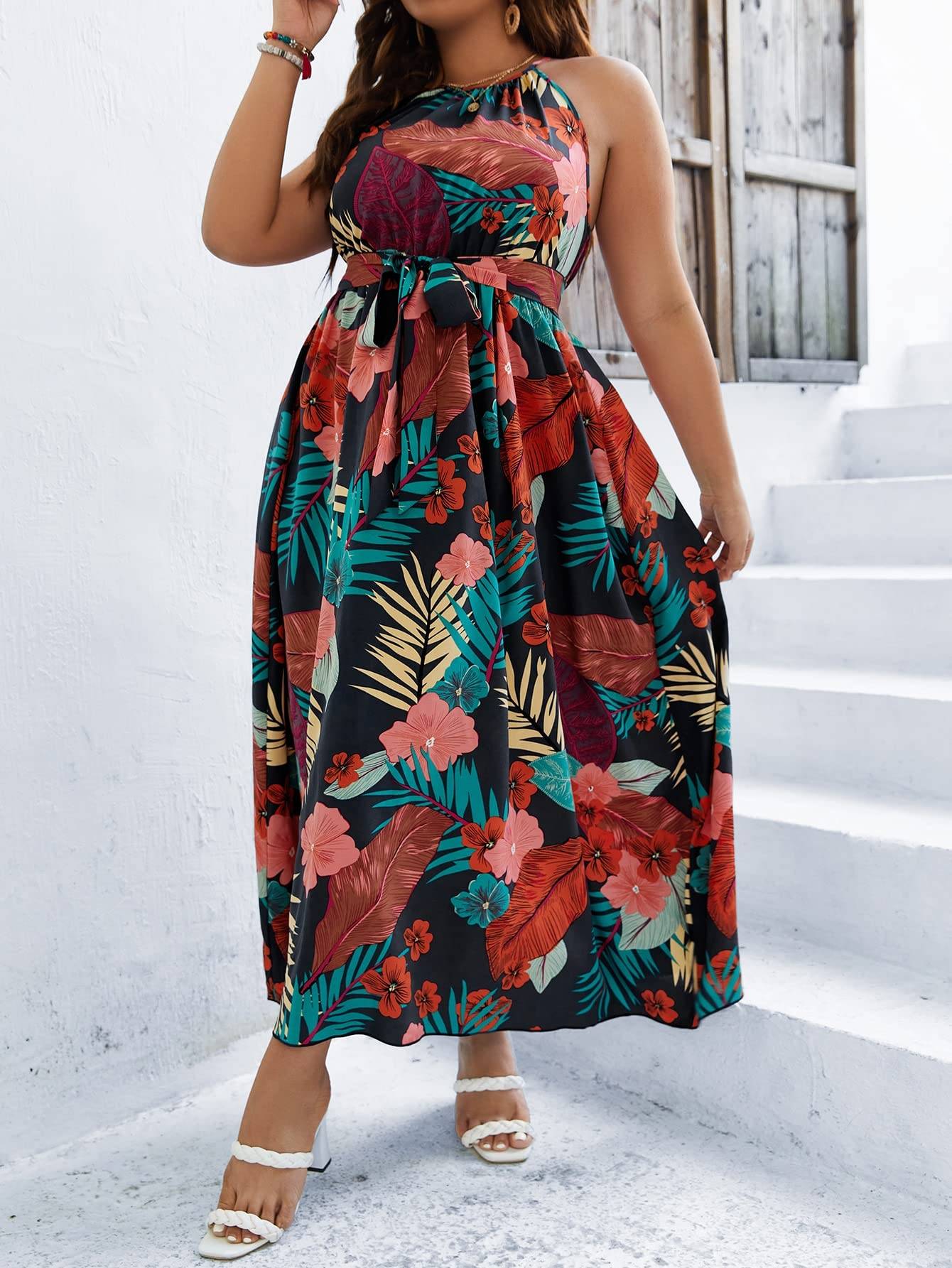 Women's Plus Size Boho A Line Long Dress