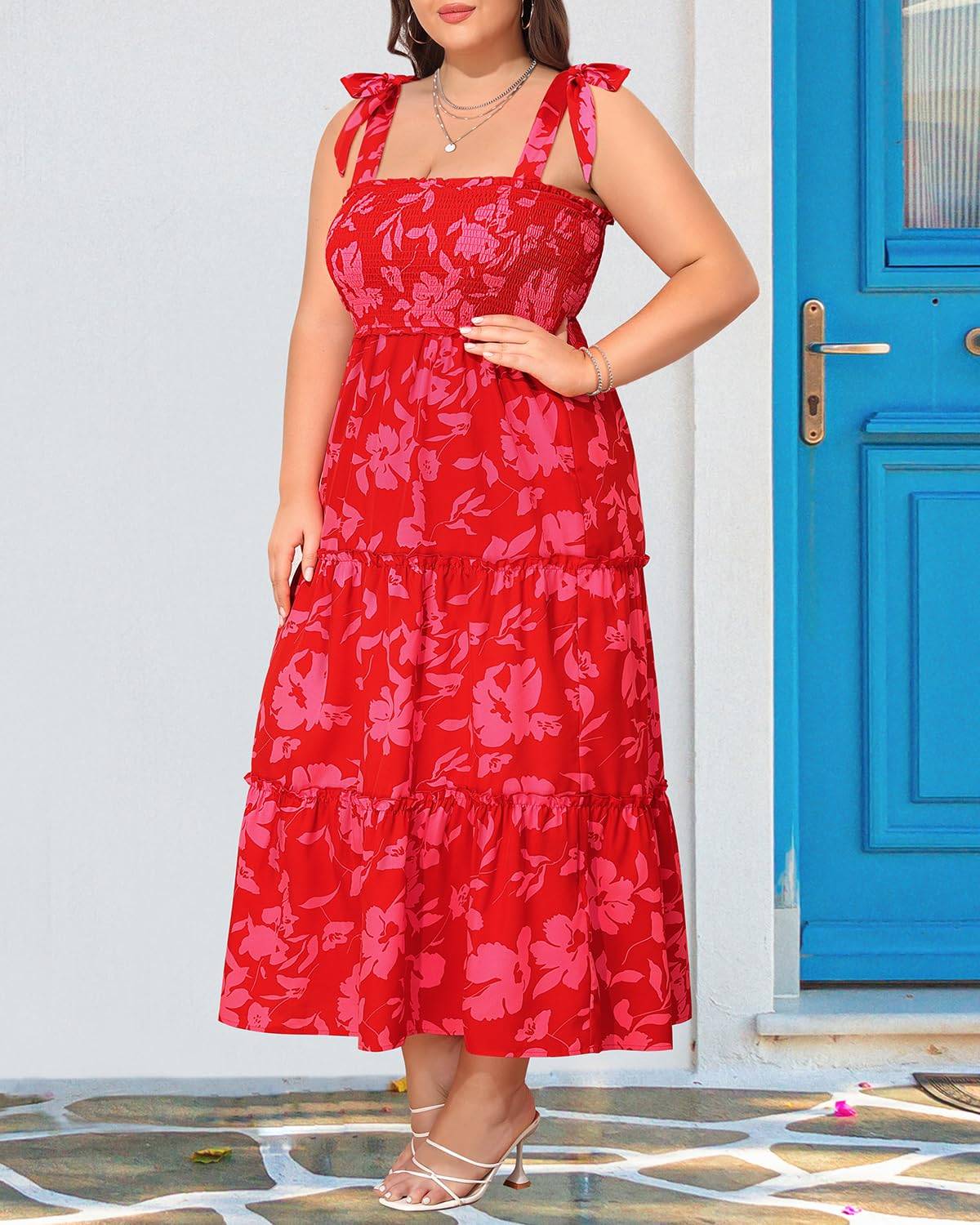 Women's Plus Size Strap Maxi Beach Long Dress