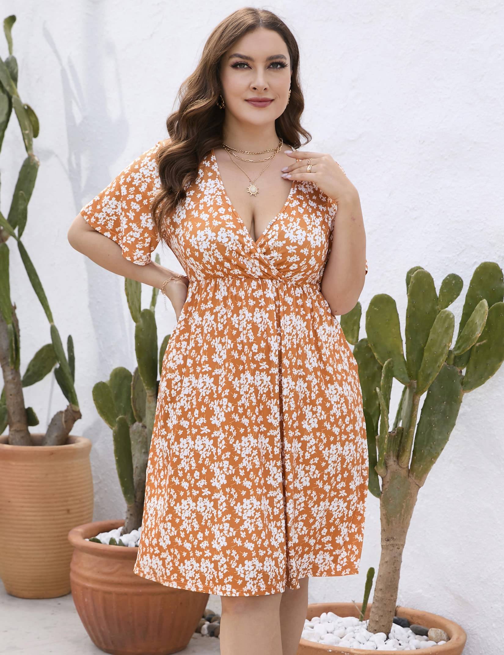 Plus Size Summer Dress Women's A Line Midi Dresses