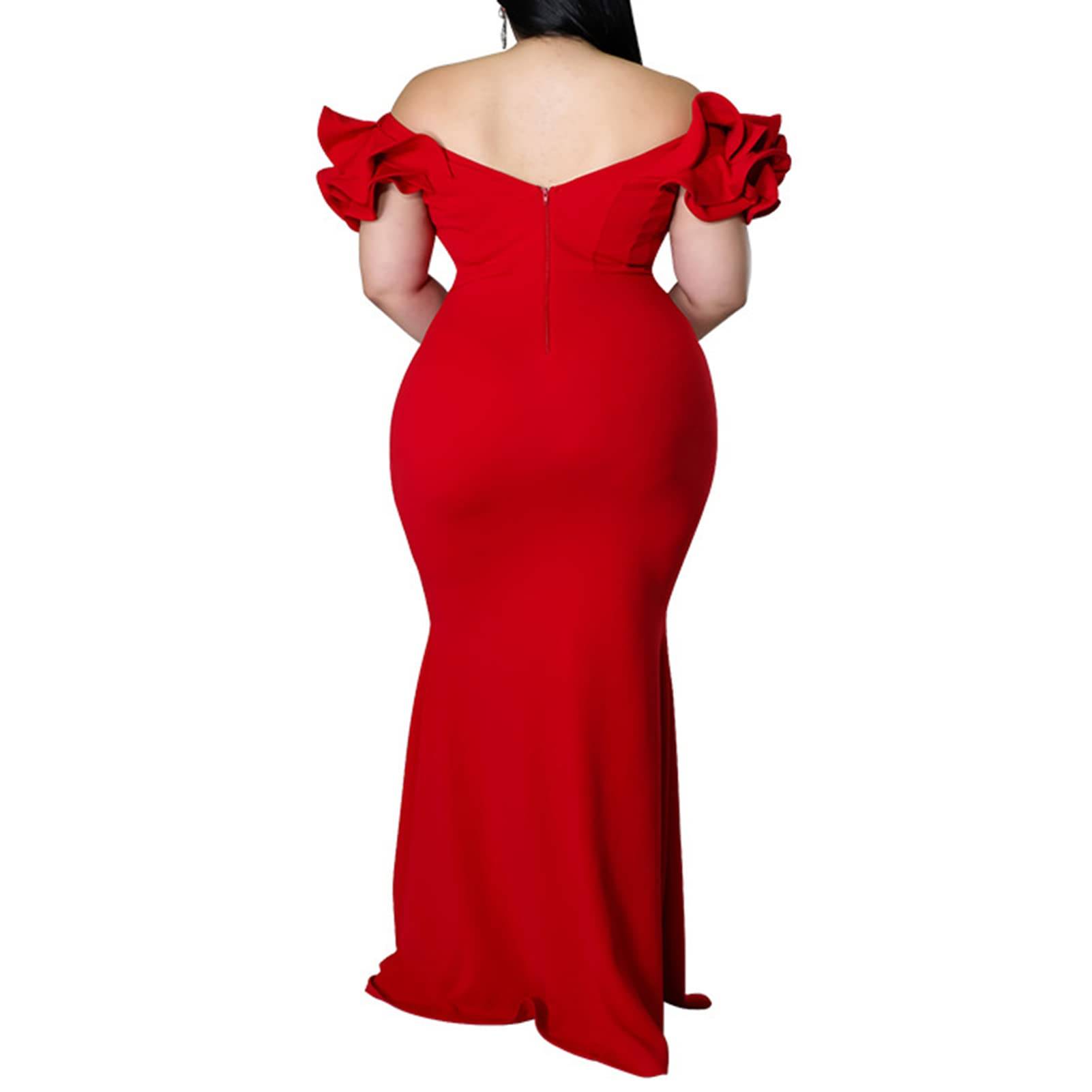 Women's Plus Size Maxi V-Neck Formal Dresses