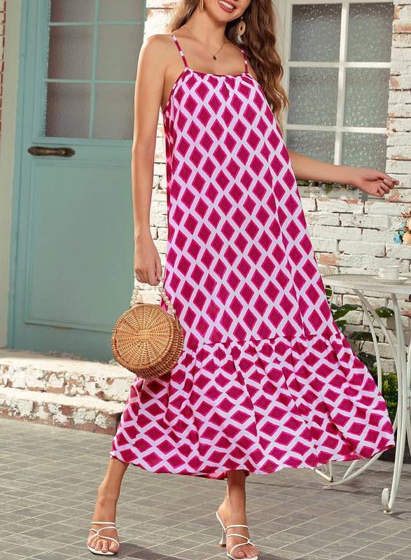 Women Strap Neck Boho Maxi Dress Plus Size