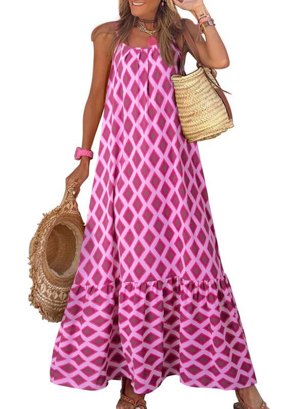 Women Strap Neck Boho Maxi Dress Plus Size