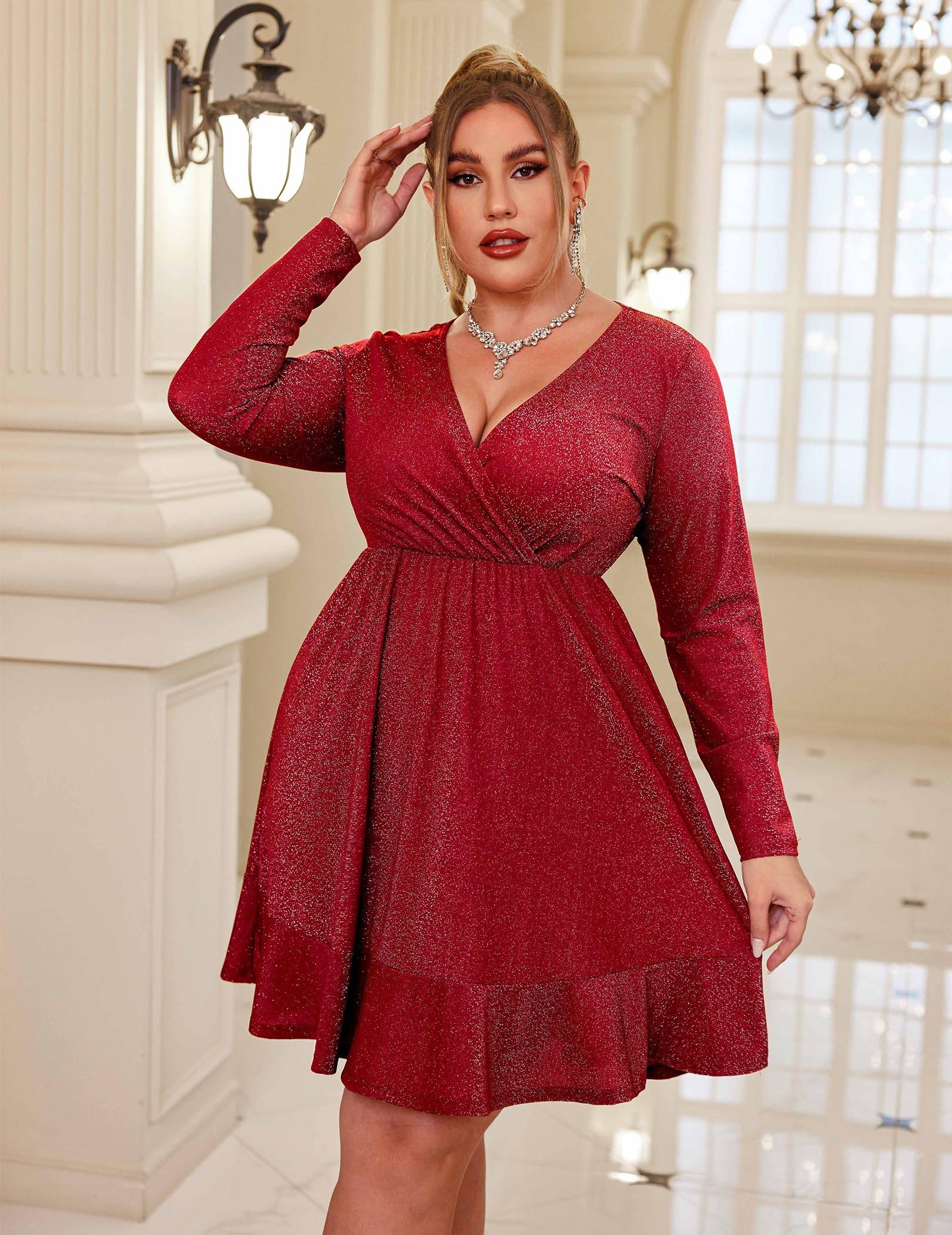 Plus Size Womens Glitter Dress Party Dresses