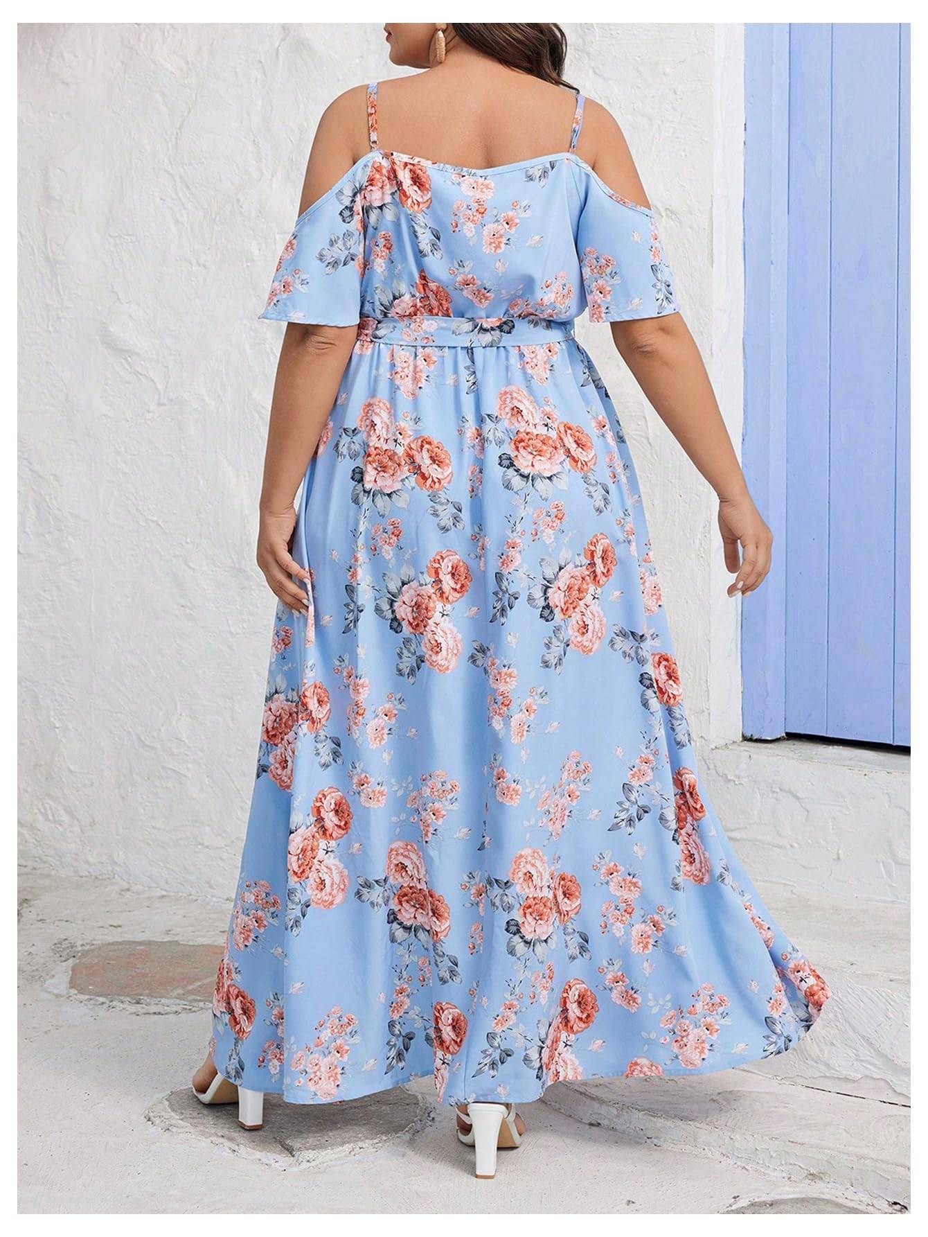 Women's Plus Size Short Sleeve Long Dress