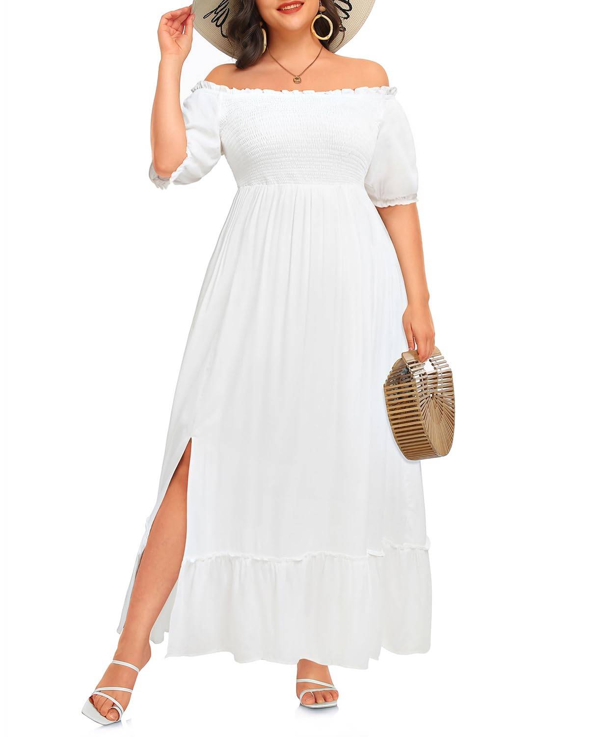 Women Plus Size Maxi Boho Sundress with Pocket