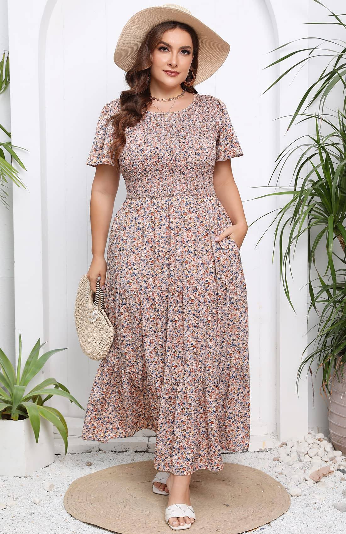 Women's Plus Size Maxi Dress Floral Boho Dress