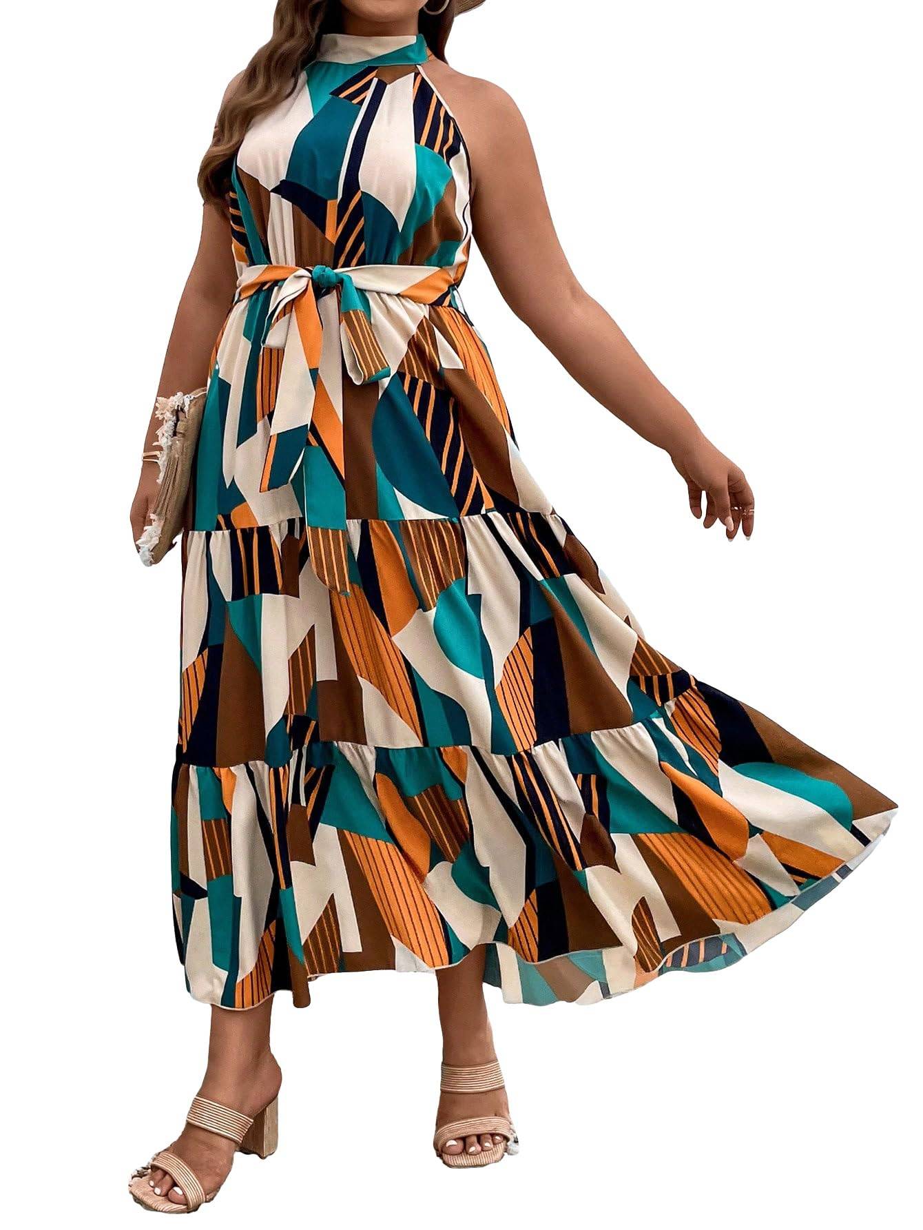 Women's Plus Size Boho A Line Long Dress