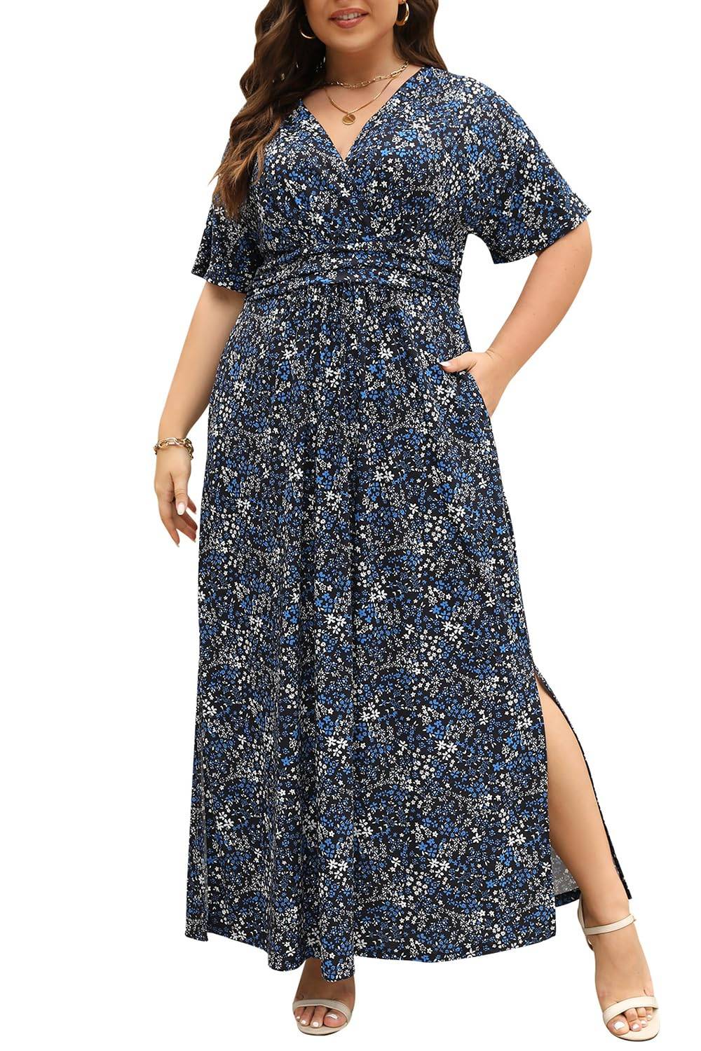 Plus Size Maxi Dresses Women Boho Floral