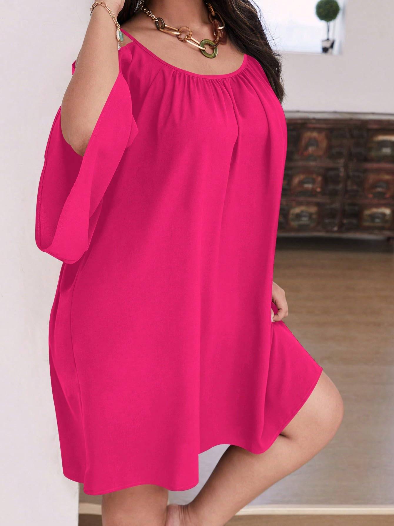 Women Plus Size Summer Dress Cold Short Dresses