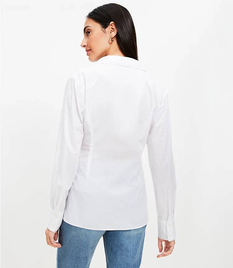 Poplin Wrap Shirt Blouse for Daily Work