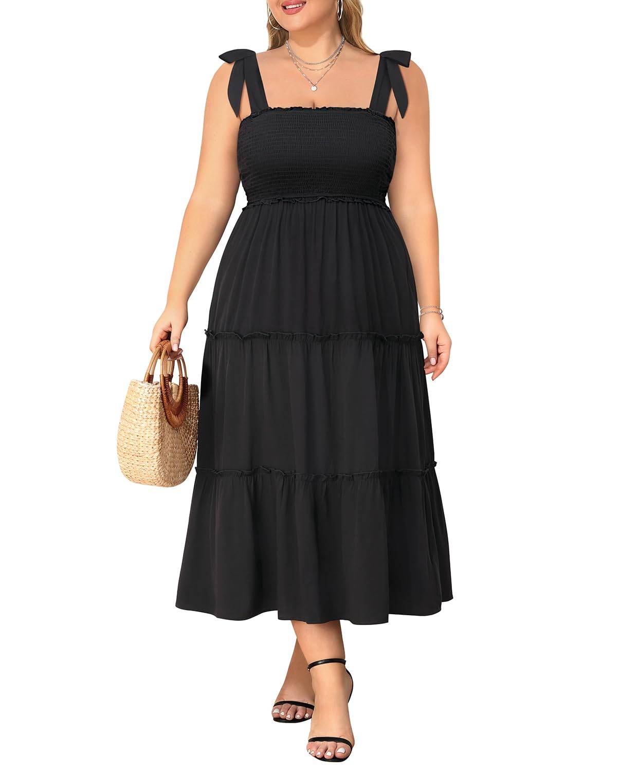 Women's Plus Size Strap Maxi Beach Long Dress