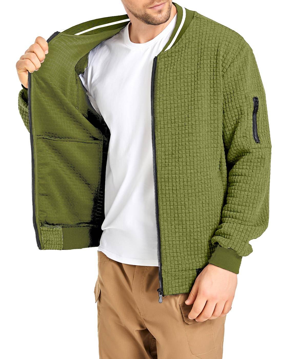 Mens Lightweight Jacket Casual Bomber Jacket Varsity Coat