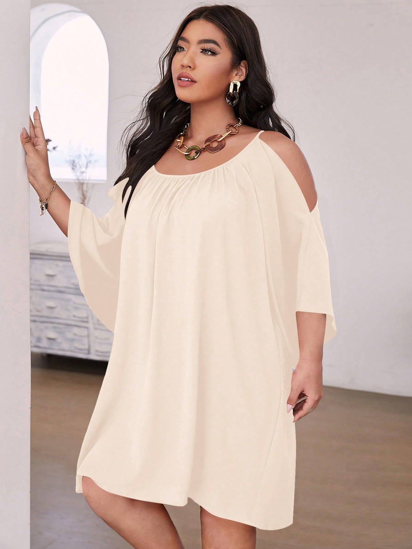 Women Plus Size Summer Dress Cold Short Dresses