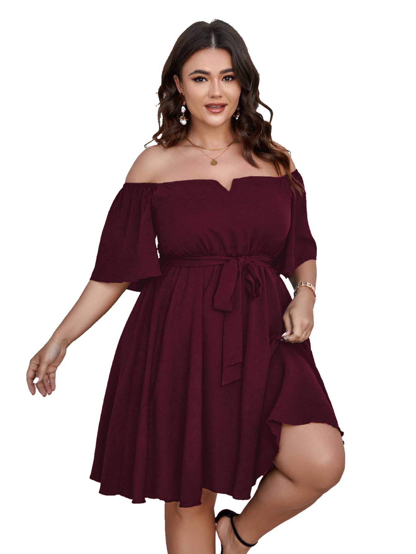 Womens Plus Size Short Sleeve A-Line Mini Dress