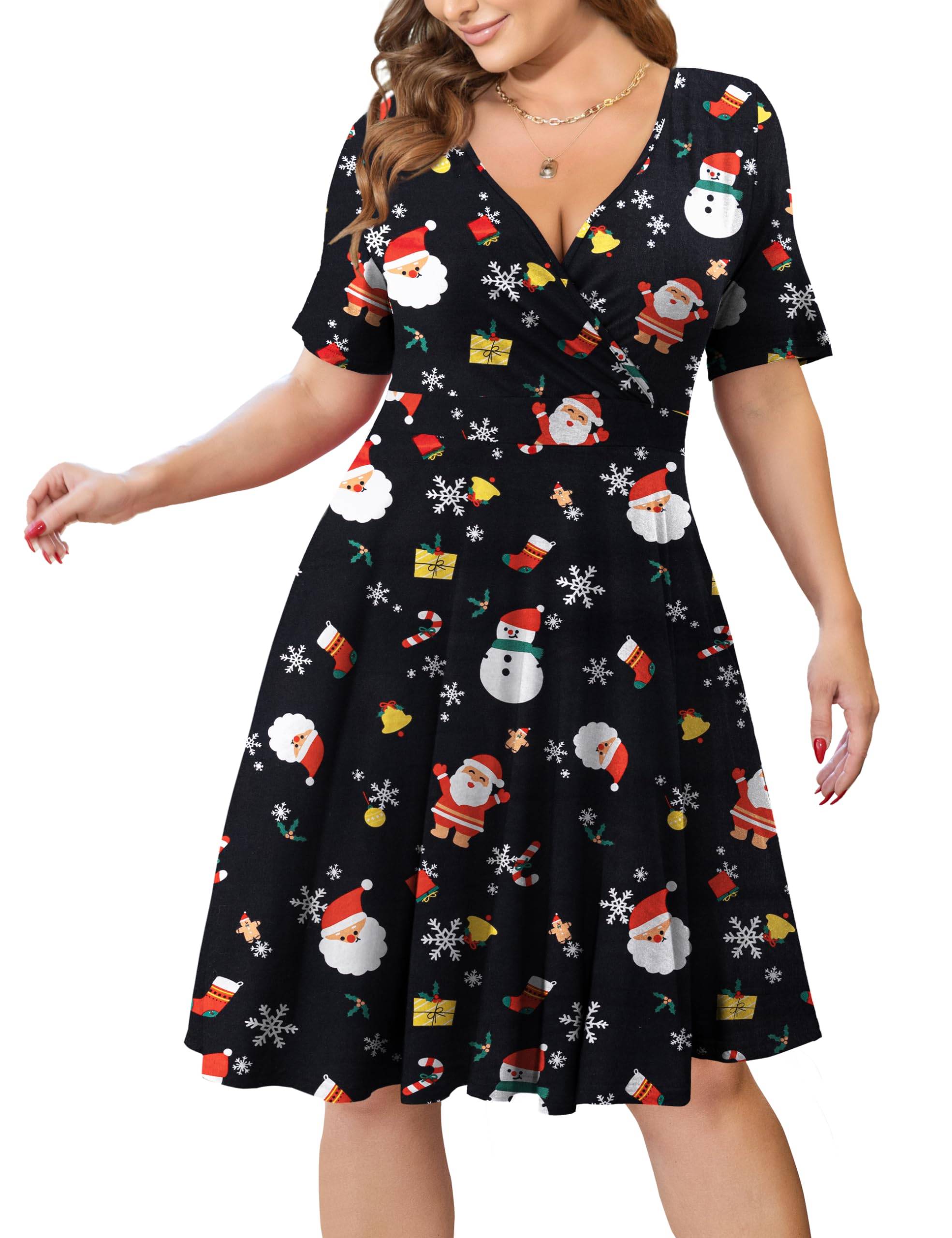 Womens Plus Size Dresses Wrap Dress with Pockets