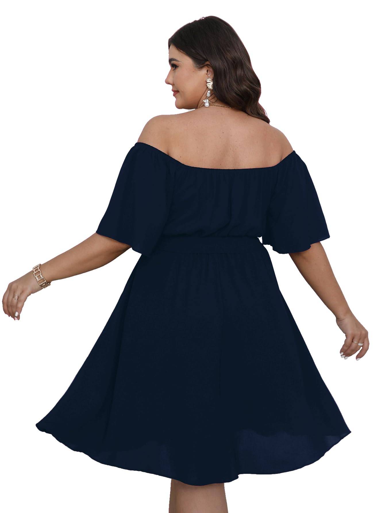 Womens Plus Size Short Sleeve A-Line Mini Dress