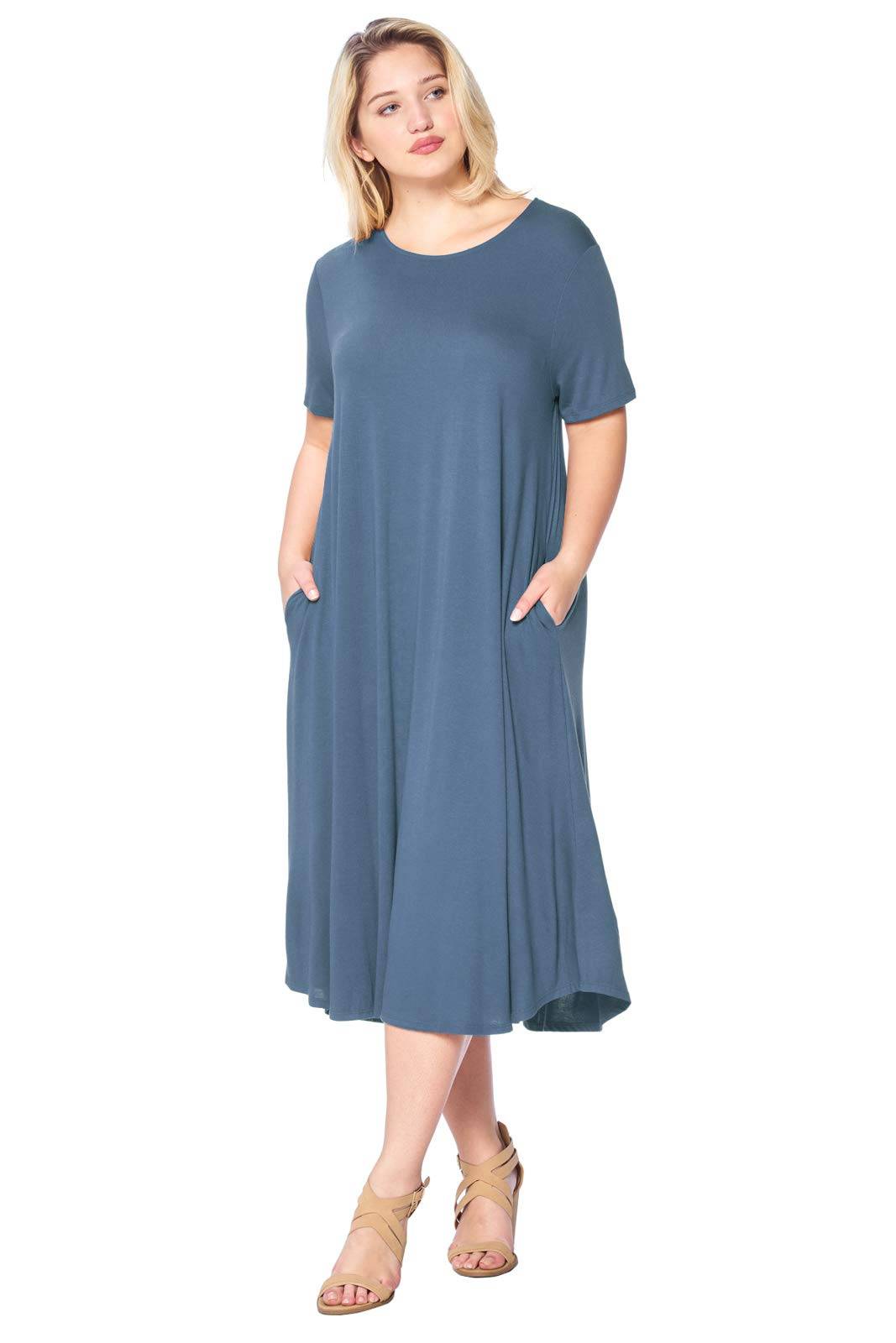 Women's Plus Size A-Line Pocket Midi Dress