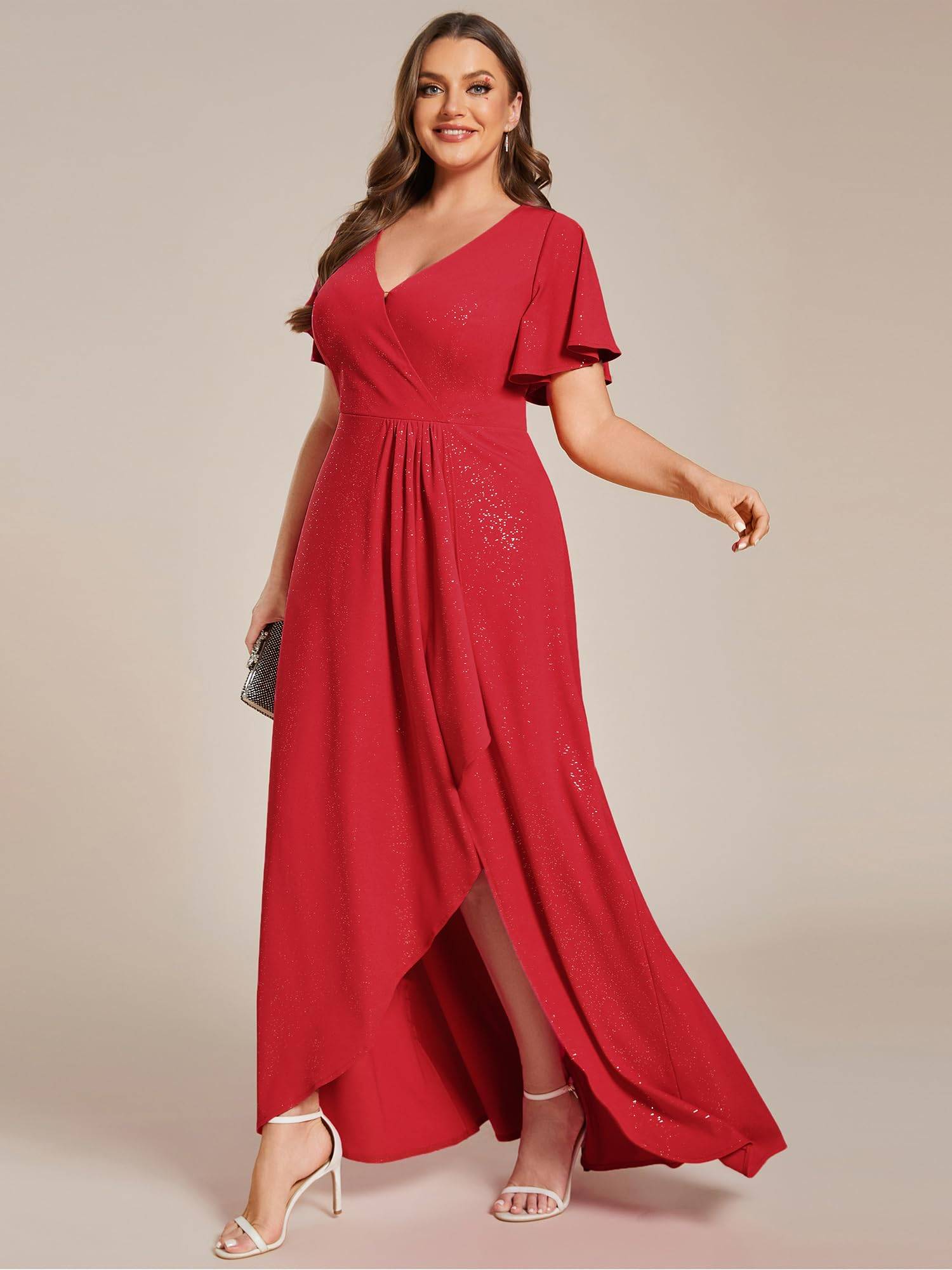 Women's Glitter A-line Plus Size Formal Dresses