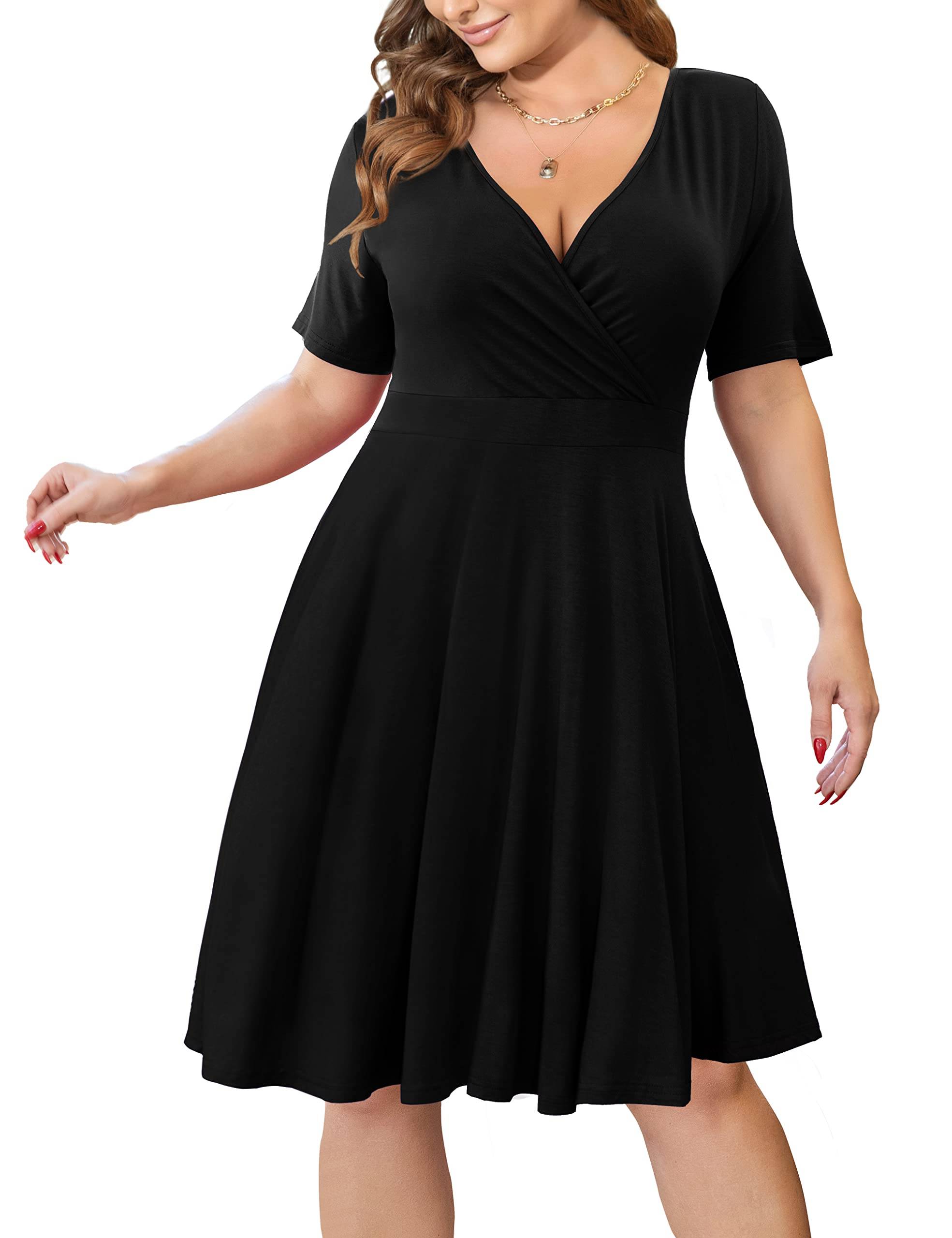 Womens Plus Size Dresses Wrap Dress with Pockets