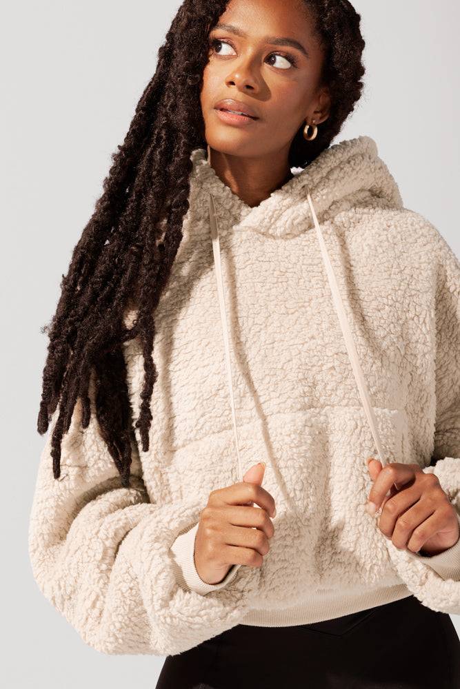 Faux Sherpa Pullover Cloud Hoodie - Taupe