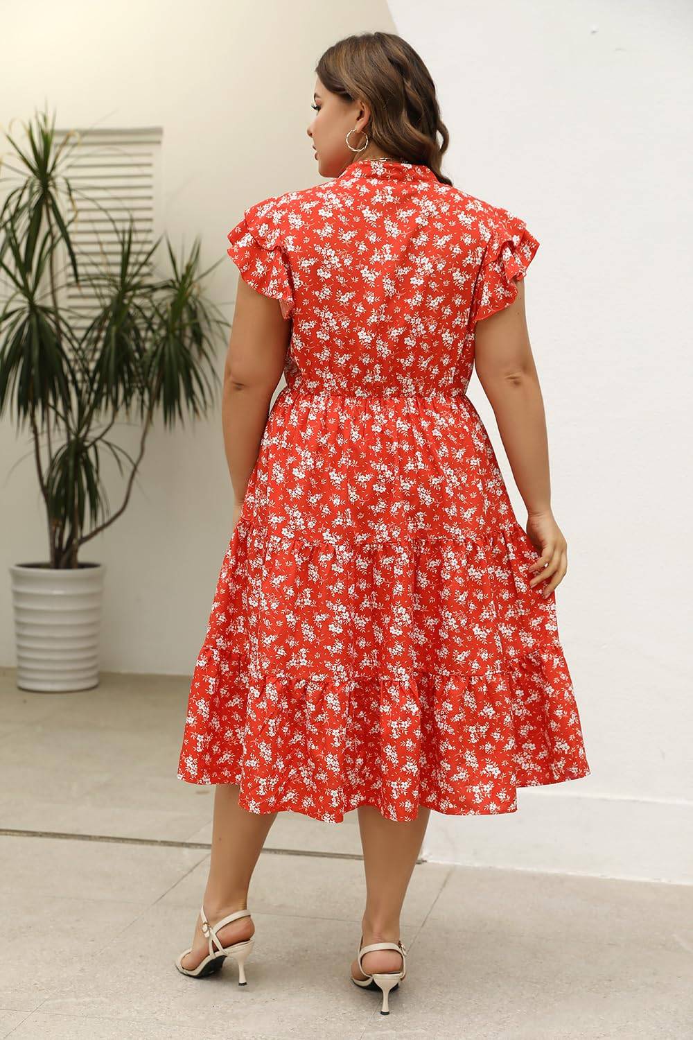 Plus Size Midi DressesWomen Boho Floral Dress