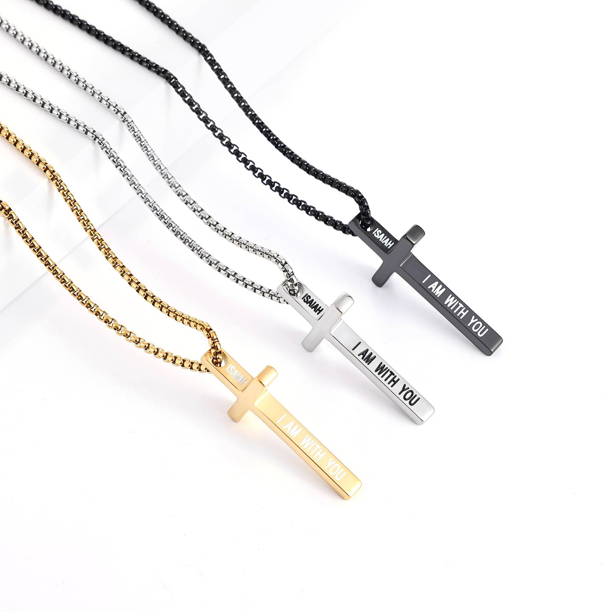 Cross Necklace for Men, Inspirational Bible Verse Cross Chain for Men, 316 Stainless Steel Cross Necklace for Men