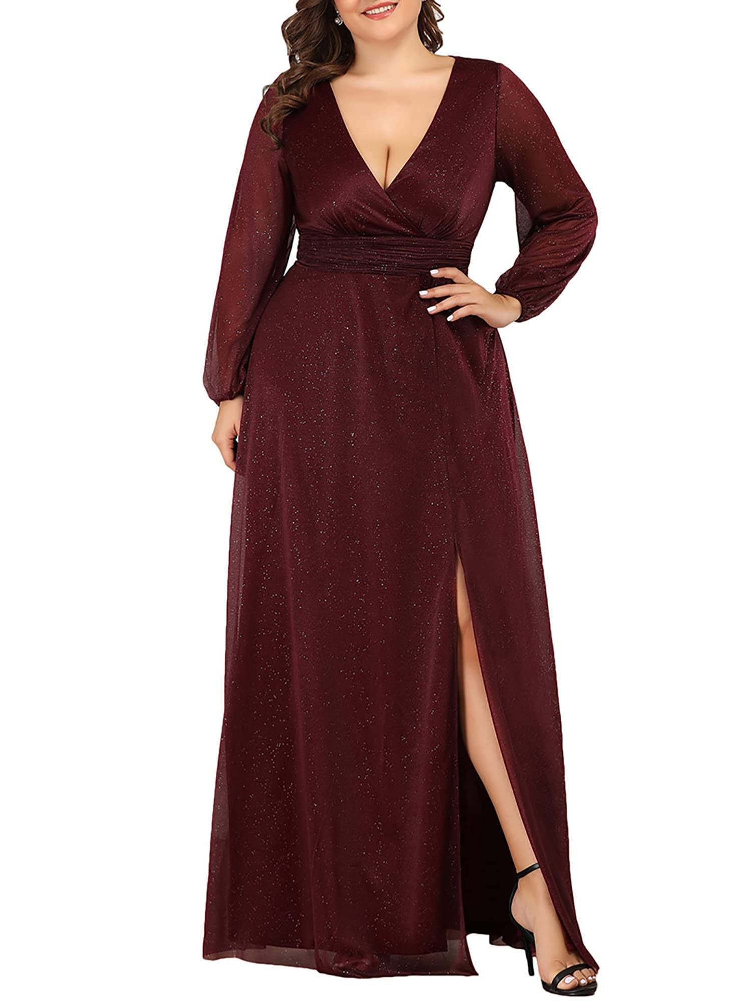 Women's Glitter A Line Plus Size Formal Dresses