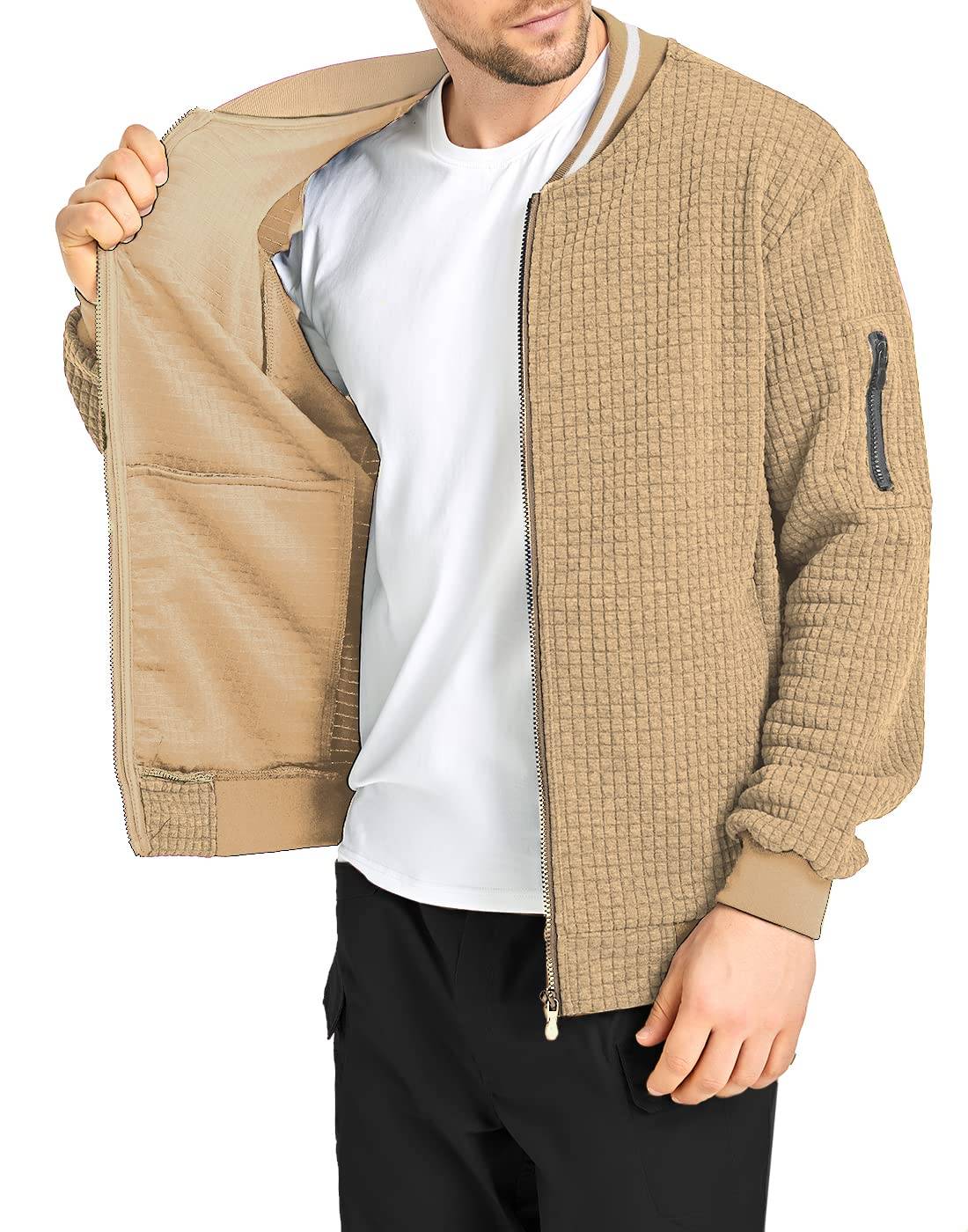 Mens Lightweight Jacket Casual Bomber Jacket Varsity Coat