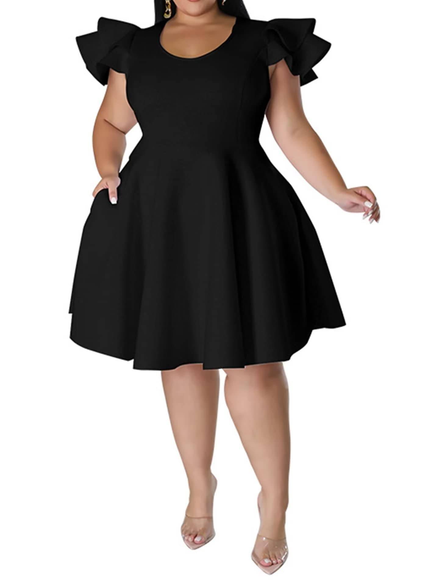 Women's Plus Size A Line Party Dress with Pockets