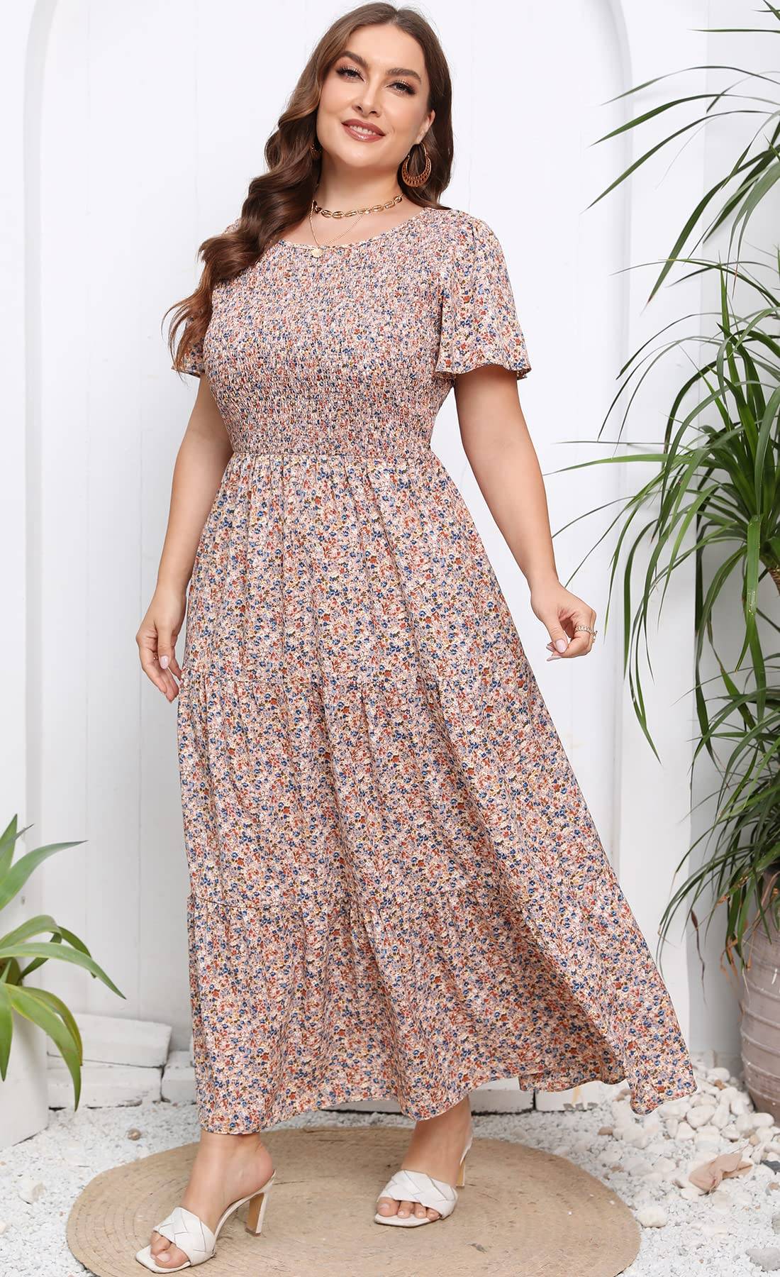 Women's Plus Size Maxi Dress Floral Boho Dress