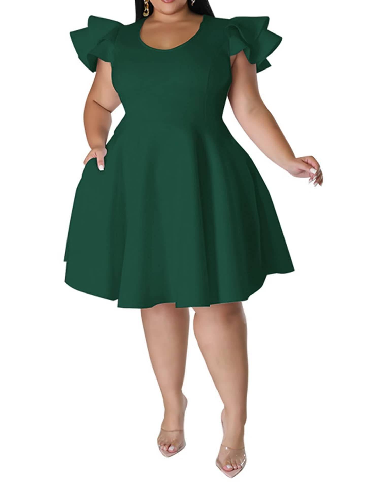 Women's Plus Size A Line Party Dress with Pockets