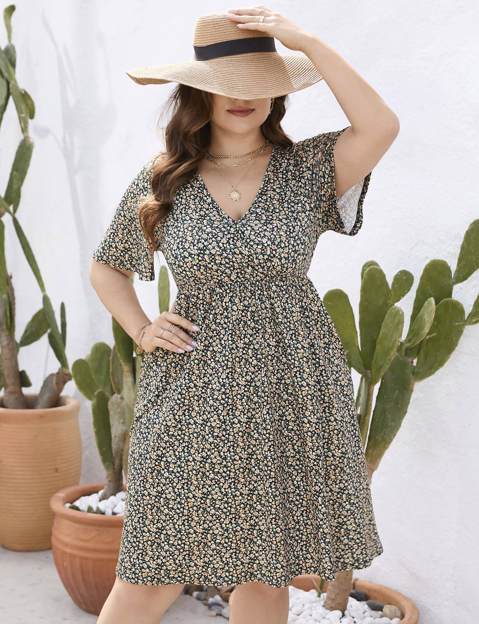 Plus Size Summer Dress Women's A Line Midi Dresses