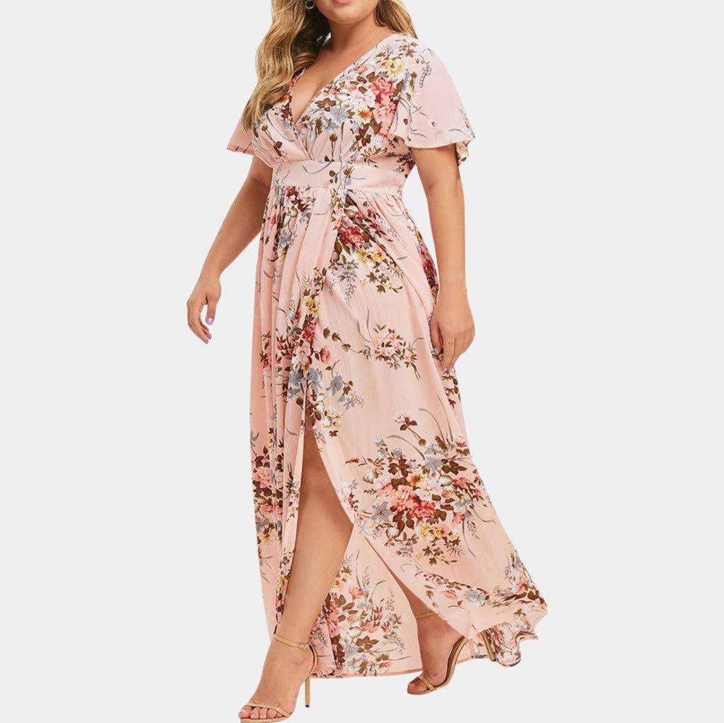 Women Maxi Wrap Sundresses Floral Boho Dress