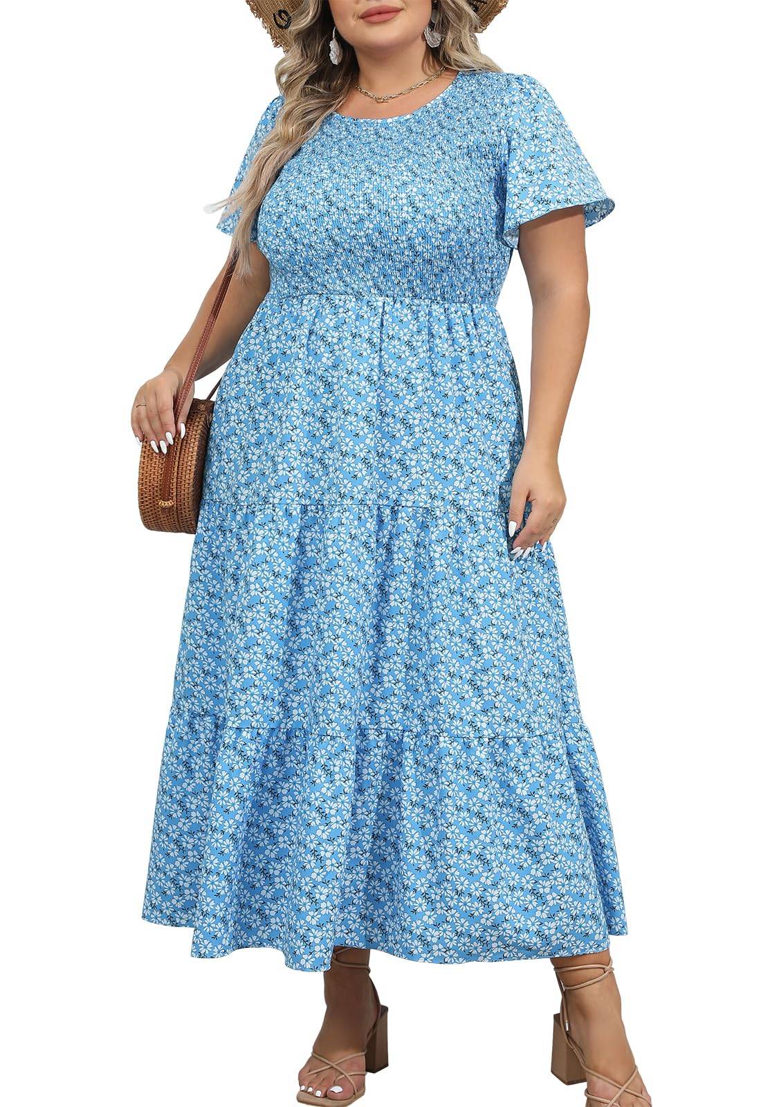 Women's Plus Size Maxi Dress Floral Boho Dress