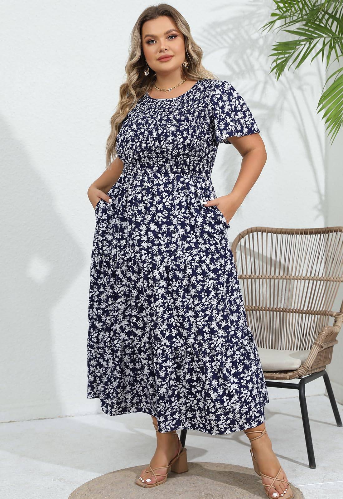 Women's Plus Size Maxi Dress Floral Boho Dress