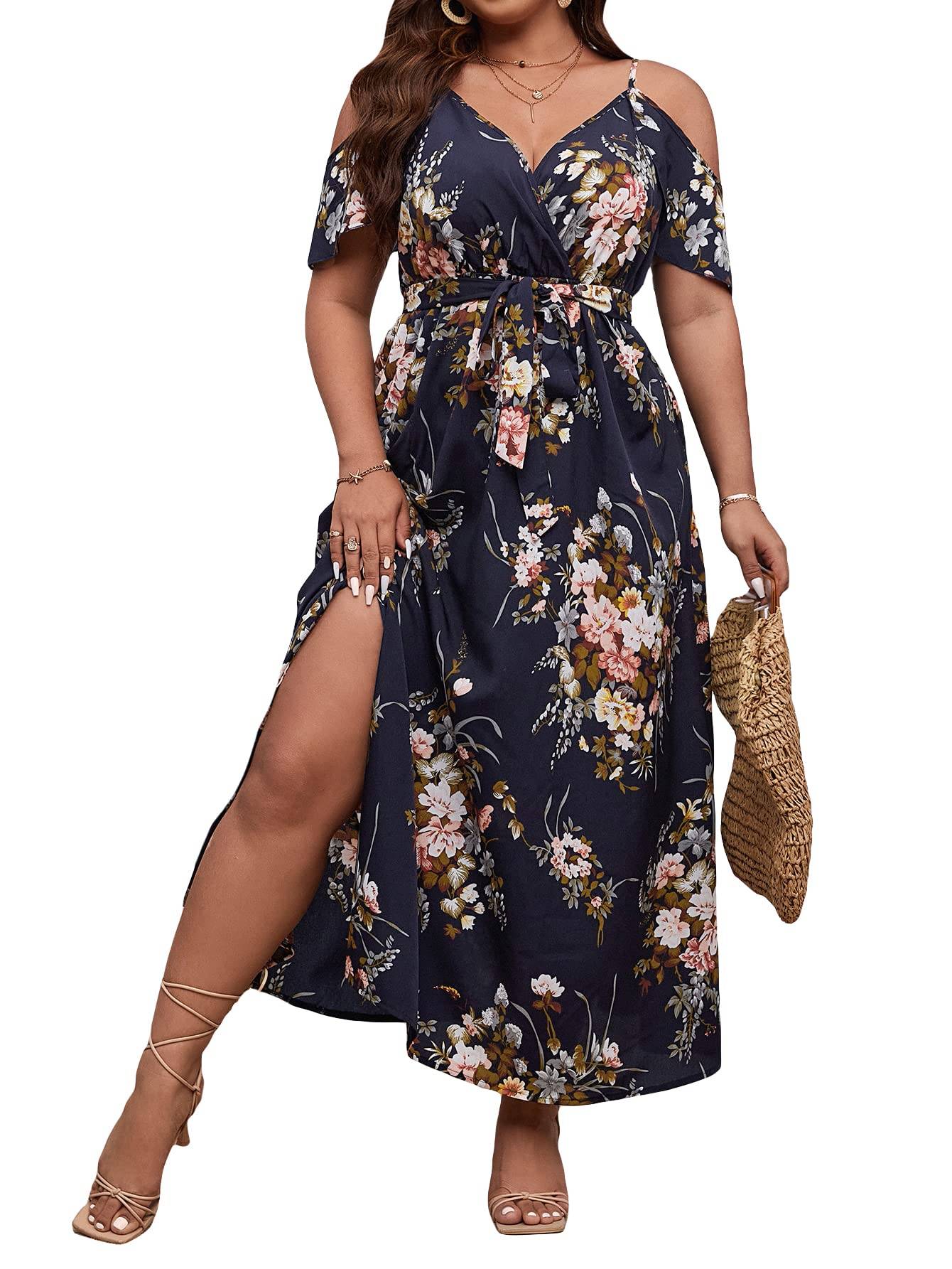 Women's Plus Size Short Sleeve Long Dress