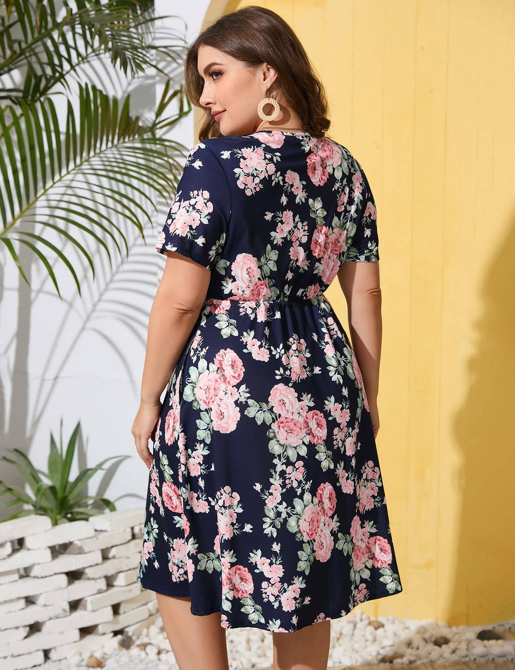 Plus Size Summer Dress Women's A Line Midi Dresses