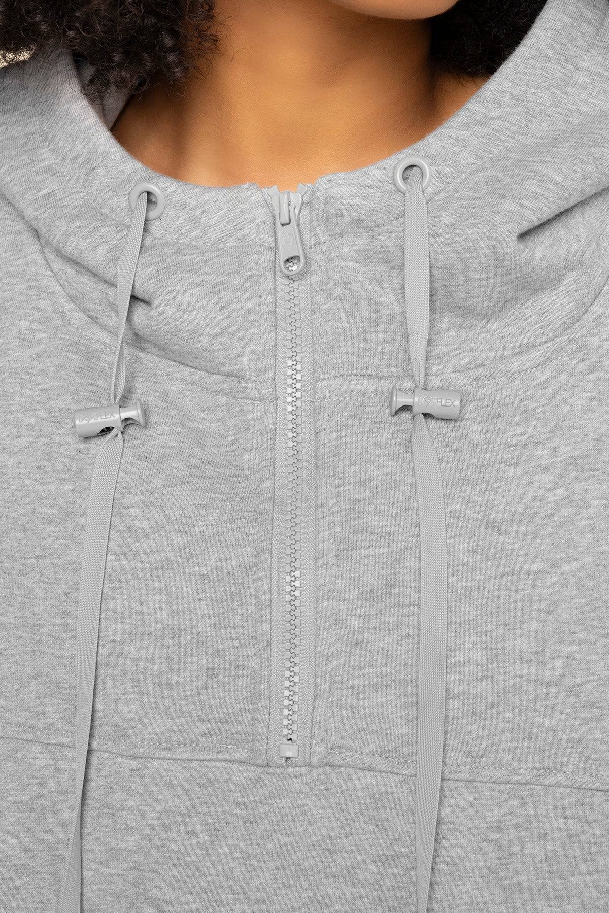 Half Zip Warm Up Hoodie - Dove Heather Grey