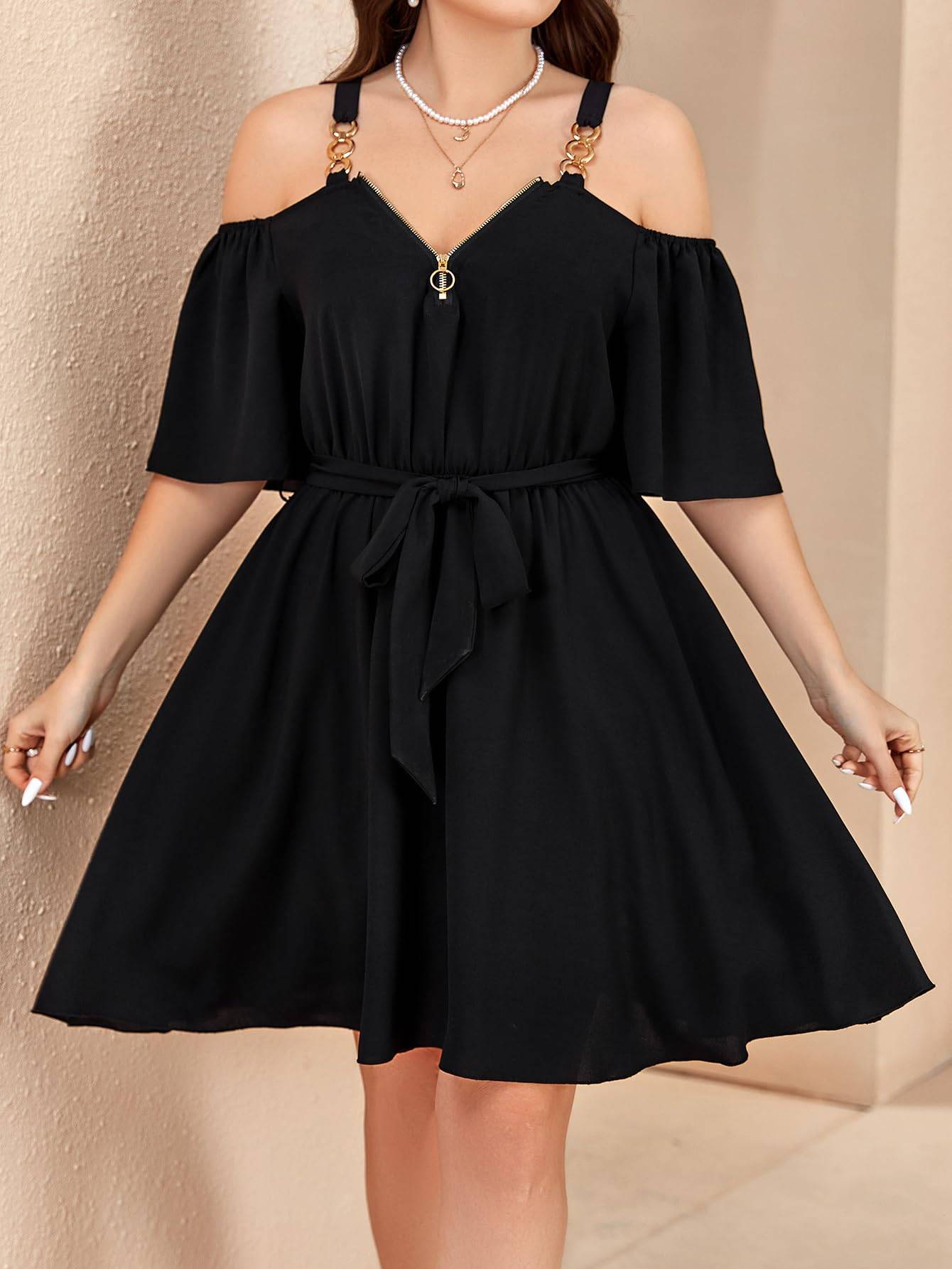 Womens Plus Size Short Sleeve A-Line Mini Dress